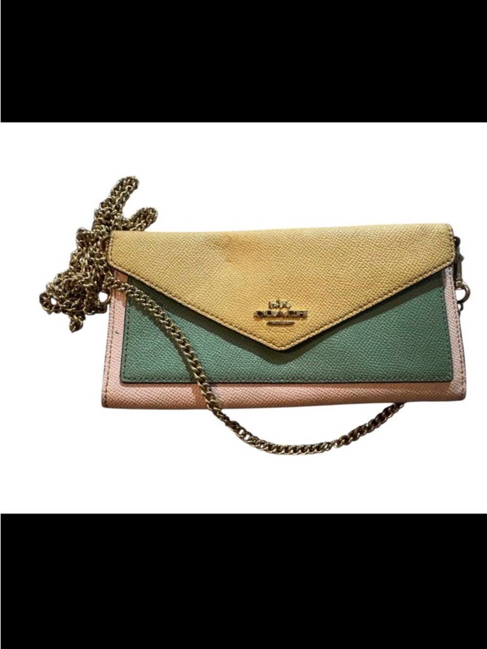 Coach Colorblock Envelope Crossbody in Yellow, Green & Pink